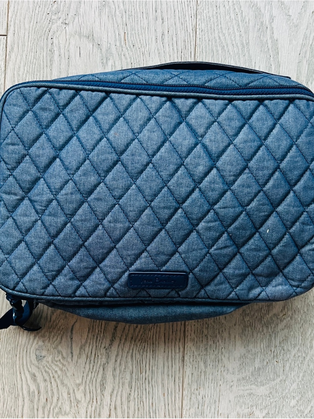 Vera Bradley Quilted Denim Blue Toiletry Kit Makeup Travel Organizer